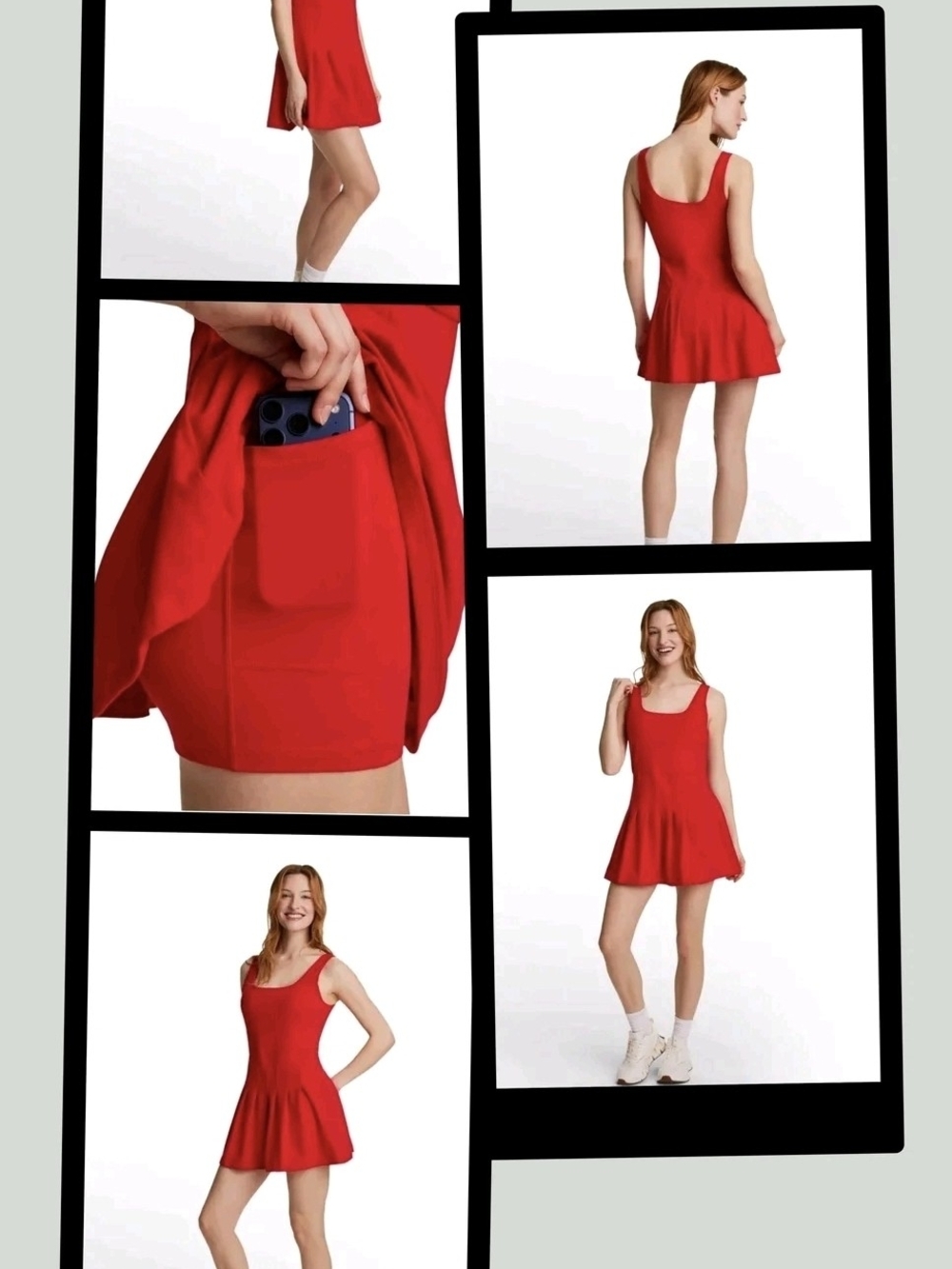 Women's Red Reebok Golf Pleated Tennis Dress. Built In-Shorts w/Pockets. Large